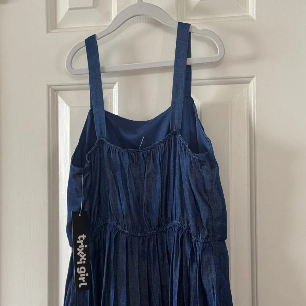 New Trixxi Girl Girls Blue Pleated Dress Size L Large